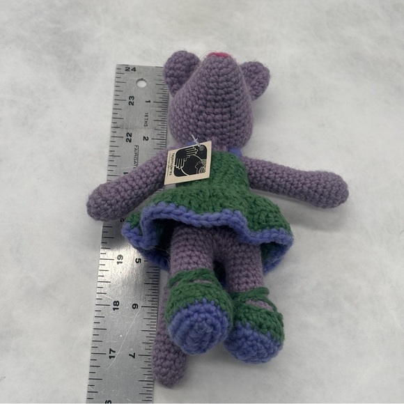 Handcrafted Purple and Green Mouse Toy - Picture 4 of 5